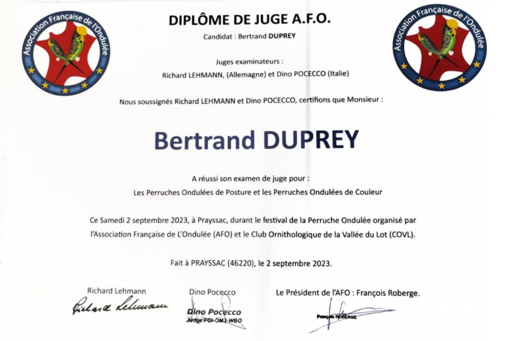 diplome juge DUPREY Bertrand