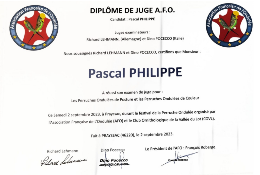 diplome juge PHILIPPE Pascal